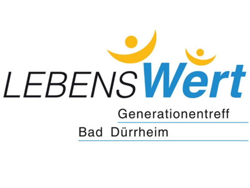 Logo von LebensWert Generationentreff Bad Dürrheim mit zwei stilisierten Figuren über dem Text