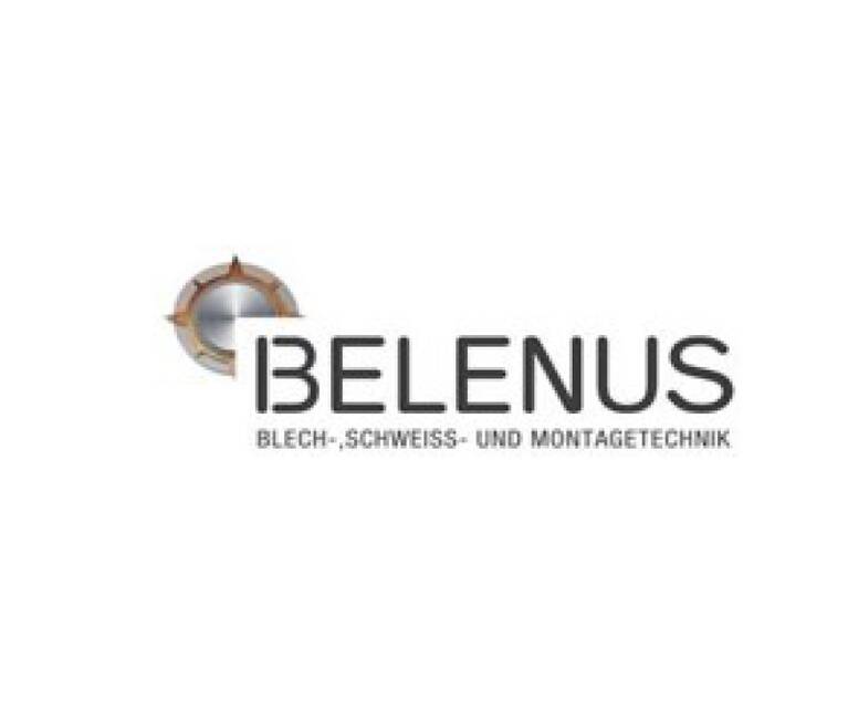 Logo mit stilisierter Metallscheibe und dem Schriftzug 'BELENUS BLECH-, SCHWEISS- UND MONTAGETECHNIK'