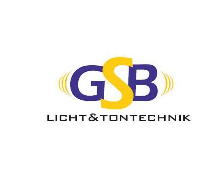 Logo mit den Buchstaben GSB in Blau und Gelb sowie dem Text 'LICHT&TONTECHNIK' darunter